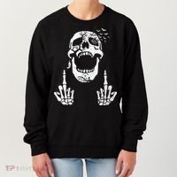 Halloween Skeleton Bones Middle Finger Skull Women's Sweatshirt thumb 0
