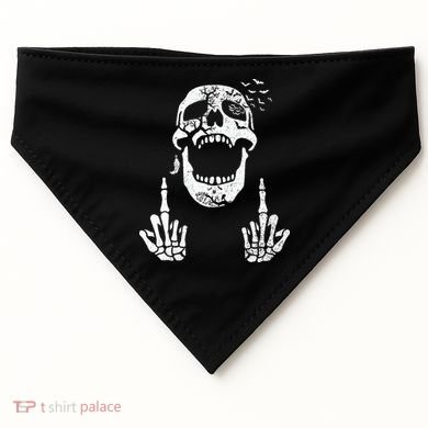 Halloween Skeleton Bones Middle Finger Skull USA-Made Doggie Bandana