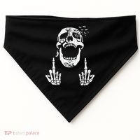 Halloween Skeleton Bones Middle Finger Skull USA-Made Doggie Bandana thumb 0