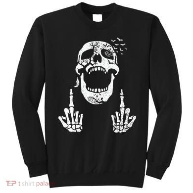Halloween Skeleton Bones Middle Finger Skull Sweatshirt