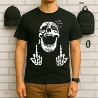 Halloween Skeleton Bones Middle Finger Skull T-Shirt thumb 6