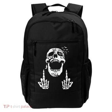 Halloween Skeleton Bones Middle Finger Skull Backpack