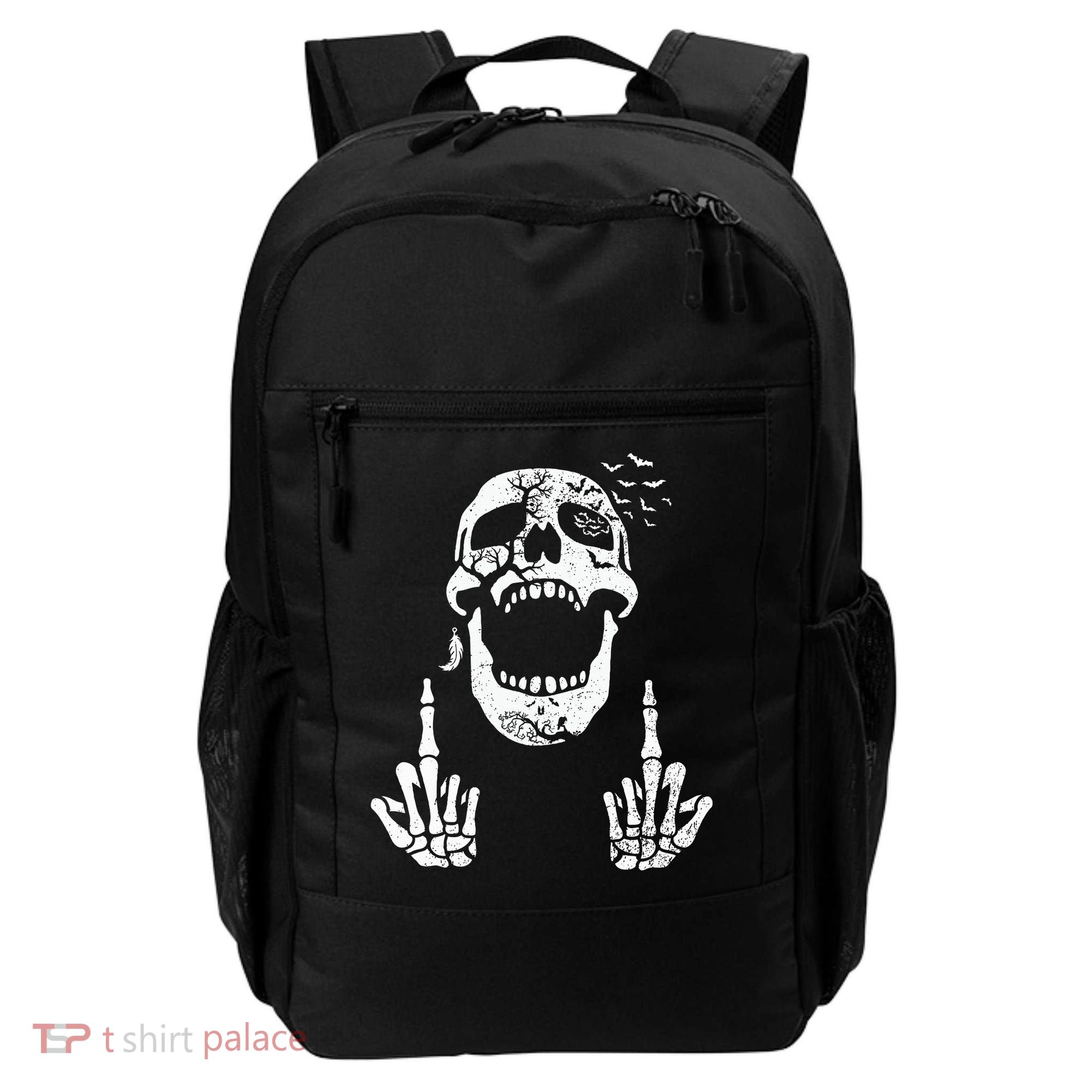 Halloween Skeleton Bones Middle Finger Skull Backpack