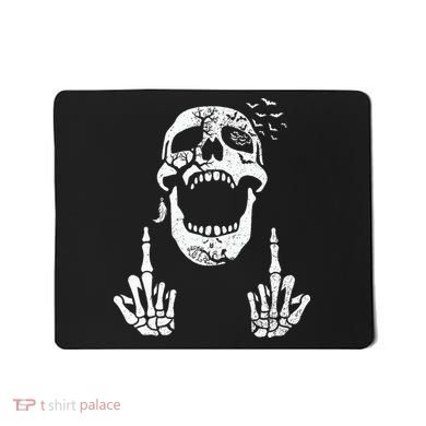 Halloween Skeleton Bones Middle Finger Skull Mousepad