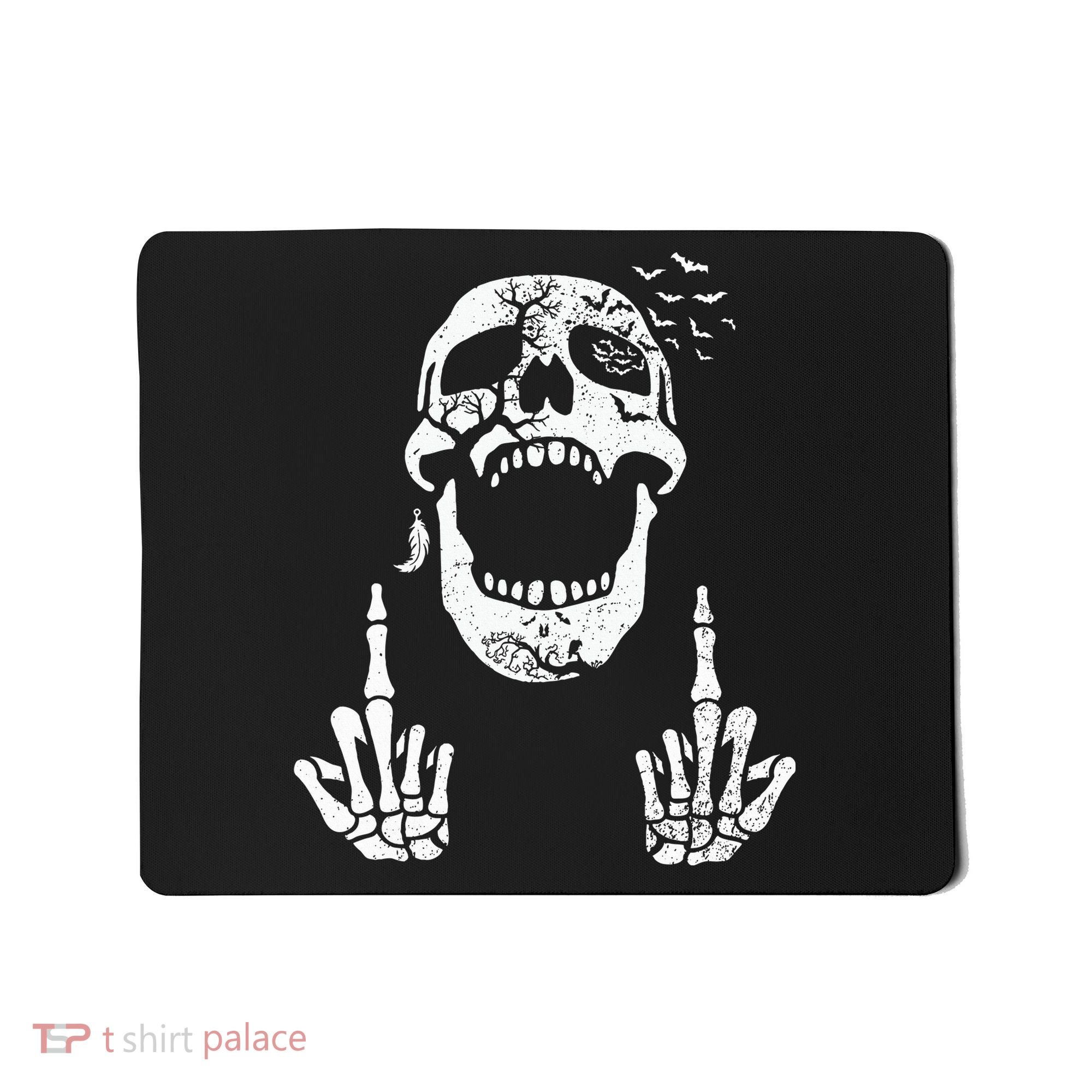 Halloween Skeleton Bones Middle Finger Skull Mousepad