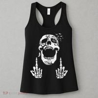 Halloween Skeleton Bones Middle Finger Skull Women's Tank Top thumb 3