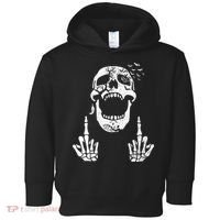 Halloween Skeleton Bones Middle Finger Skull Toddler Hoodie thumb 0