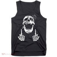 Halloween Skeleton Bones Middle Finger Skull Tank Top thumb 0
