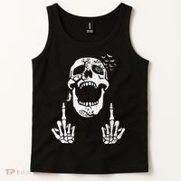 Halloween Skeleton Bones Middle Finger Skull Tank Top thumb 2