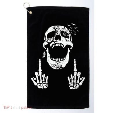 Halloween Skeleton Bones Middle Finger Skull Golf Towel
