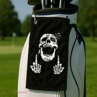 Halloween Skeleton Bones Middle Finger Skull Golf Towel thumb 2