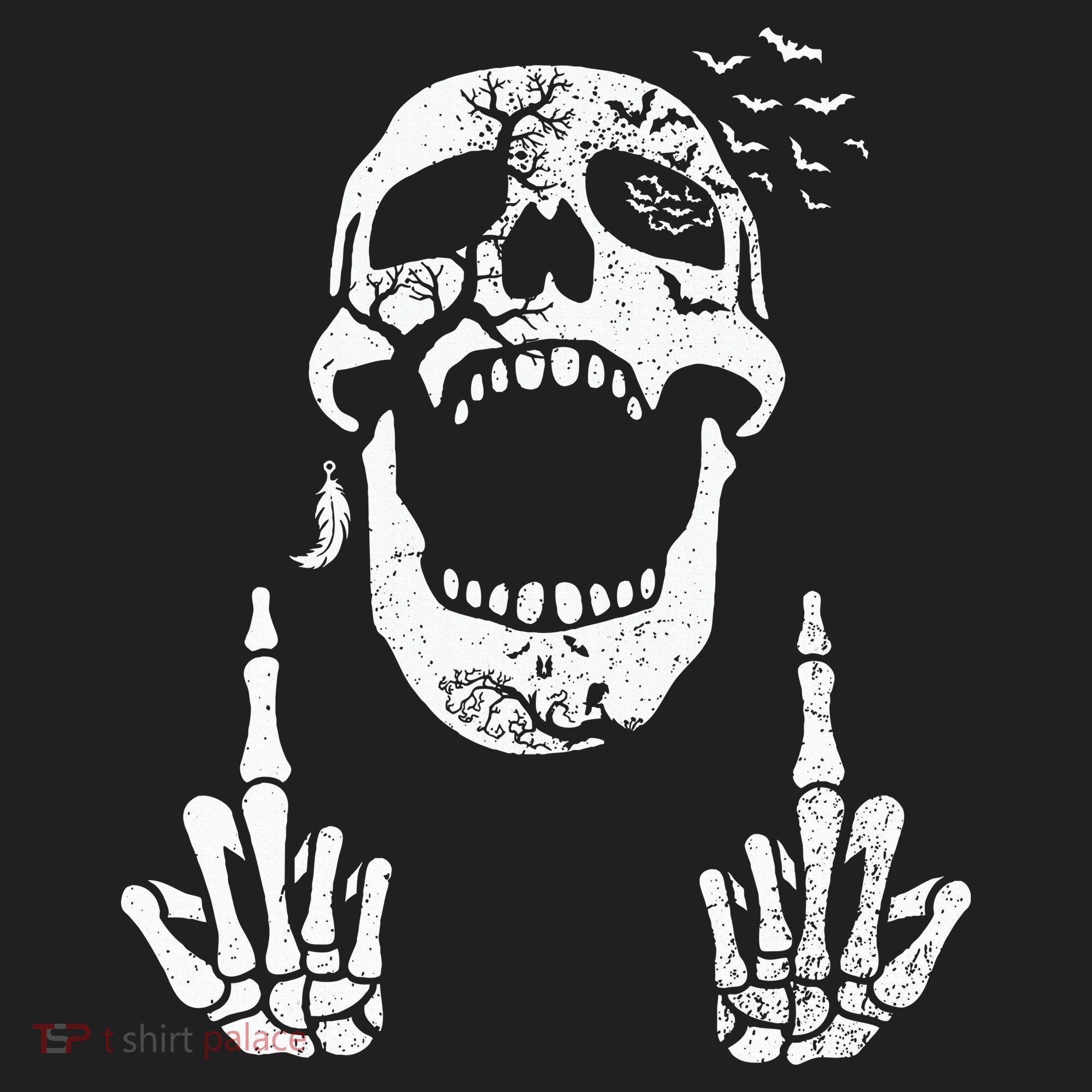 Halloween Skeleton Bones Middle Finger Skull Golf Towel
