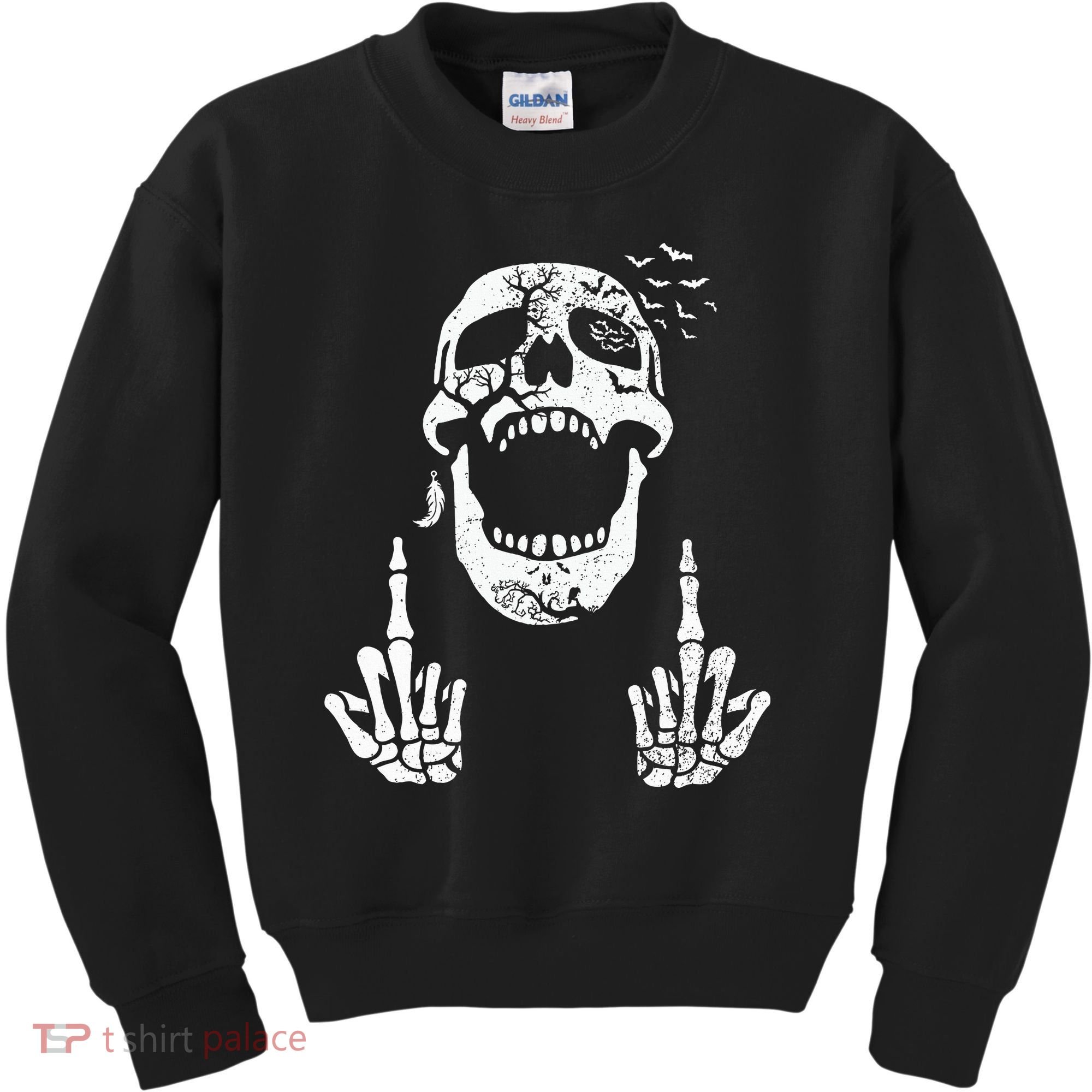 Halloween Skeleton Bones Middle Finger Skull Kids Sweatshirt