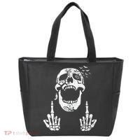 Halloween Skeleton Bones Middle Finger Skull Tote Bag thumb 0