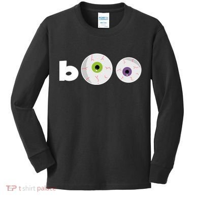 Halloween Scary Boo Eyes Kids Long Sleeve Shirt