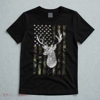 Hunting Season Buck Deer Hunting American Camouflage USA Flag T-Shirt thumb 5