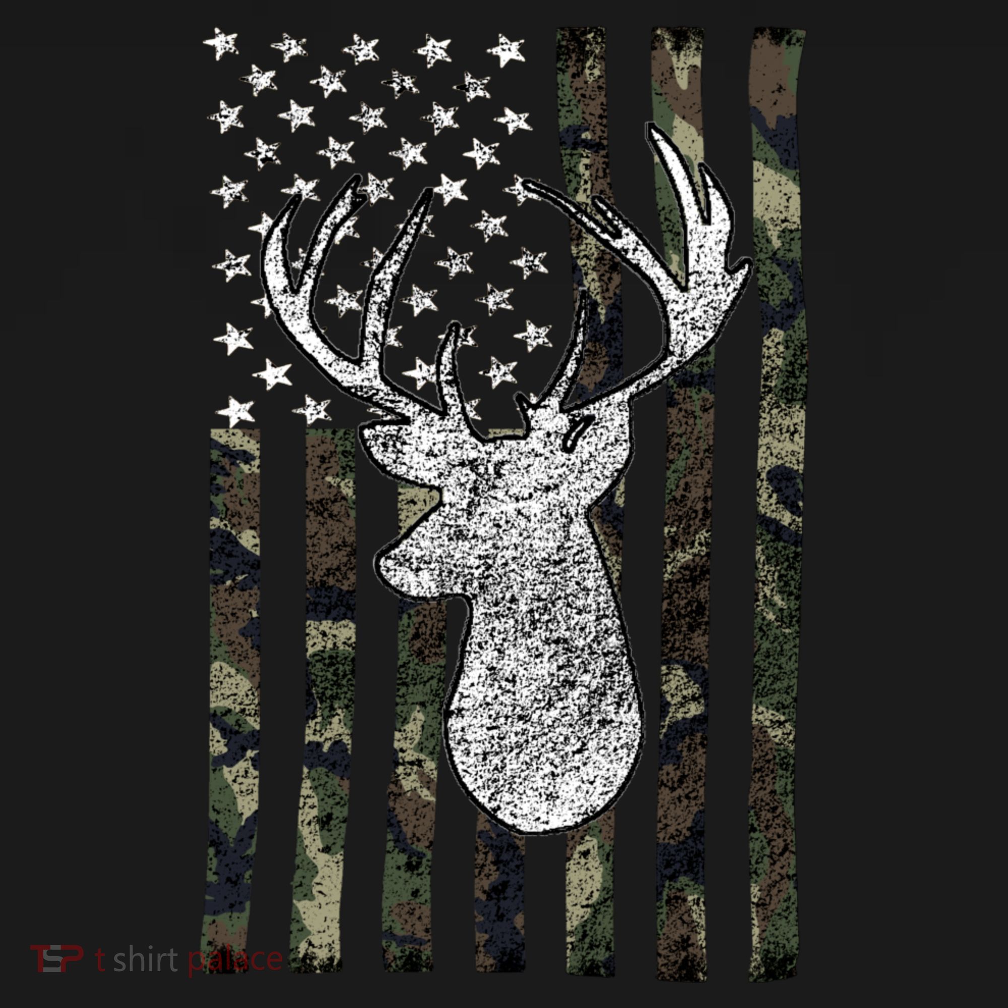 Hunting Season Buck Deer Hunting American Camouflage USA Flag Women's Tank Top