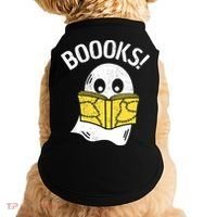 Halloween Saying Boooks Bookworm Ghost Librarian Doggie Tank thumb 0
