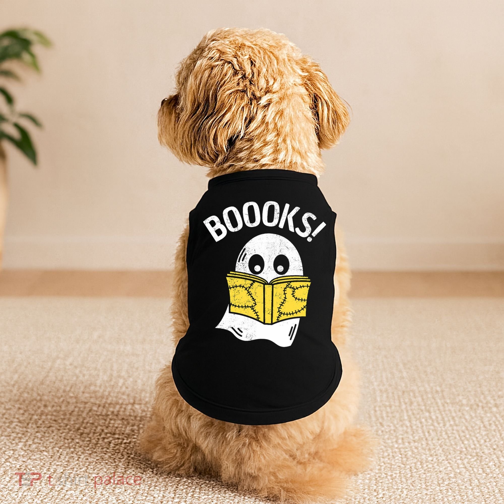 Halloween Saying Boooks Bookworm Ghost Librarian Doggie Tank