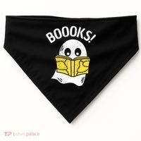 Halloween Saying Boooks Bookworm Ghost Librarian USA-Made Doggie Bandana thumb 0