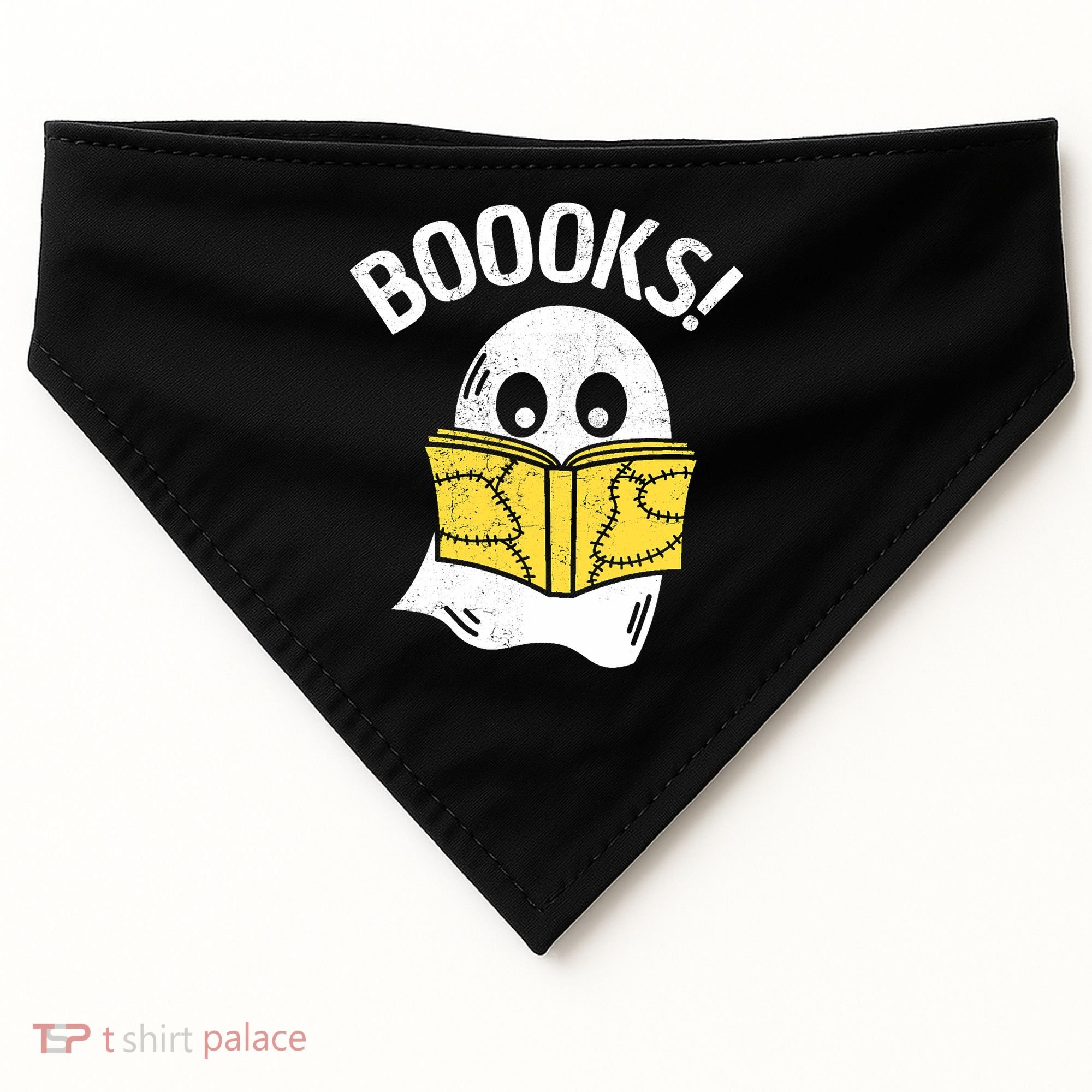 Halloween Saying Boooks Bookworm Ghost Librarian USA-Made Doggie Bandana