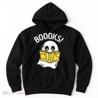 Halloween Saying Boooks Bookworm Ghost Librarian Hoodie thumb 0
