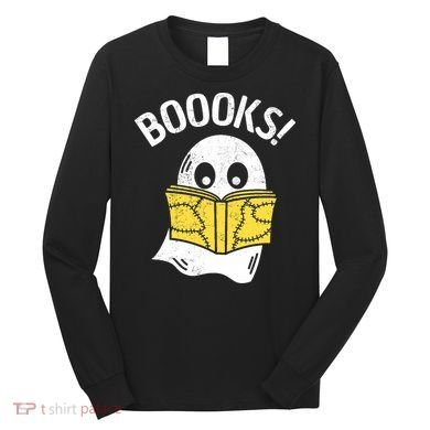 Halloween Saying Boooks Bookworm Ghost Librarian Long Sleeve Shirt
