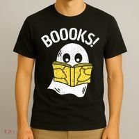 Halloween Saying Boooks Bookworm Ghost Librarian T-Shirt thumb 3