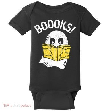 Halloween Saying Boooks Bookworm Ghost Librarian Baby Bodysuit