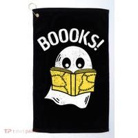 Halloween Saying Boooks Bookworm Ghost Librarian Golf Towel thumb 0