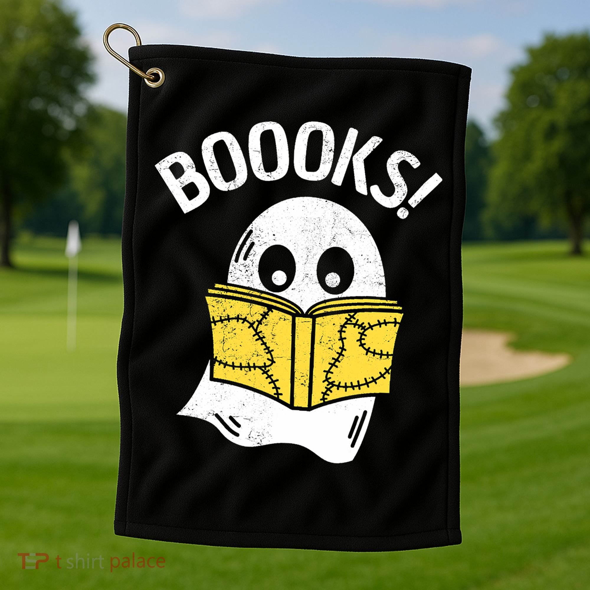 Halloween Saying Boooks Bookworm Ghost Librarian Golf Towel