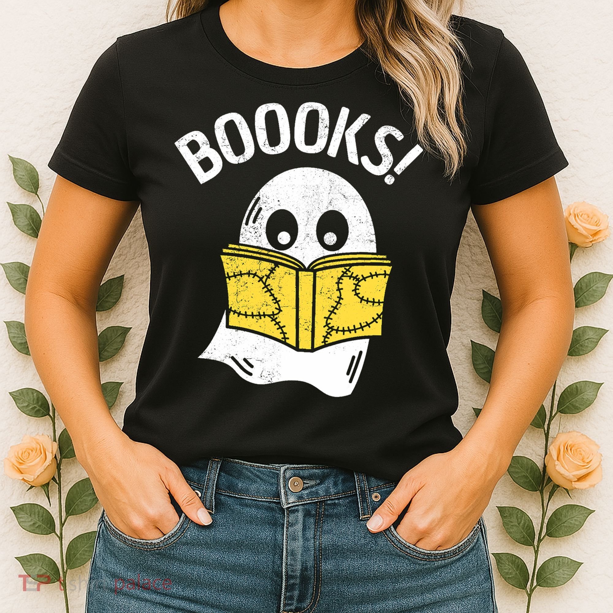 Halloween Saying Boooks Bookworm Ghost Librarian Women's T-Shirt