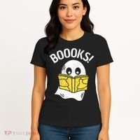 Halloween Saying Boooks Bookworm Ghost Librarian Women's T-Shirt thumb 4