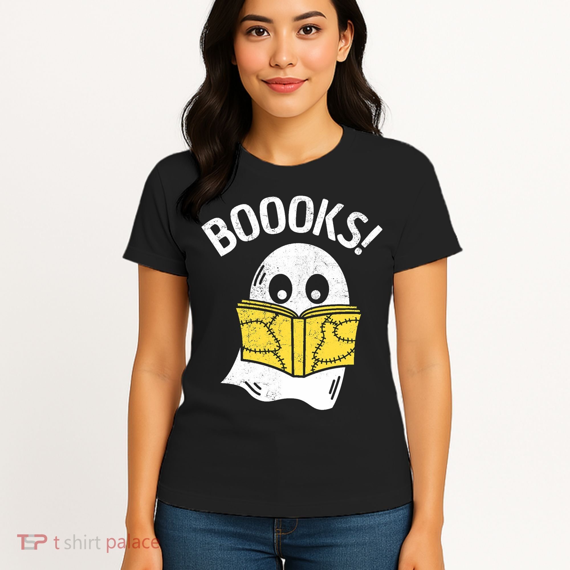 Halloween Saying Boooks Bookworm Ghost Librarian Women's T-Shirt