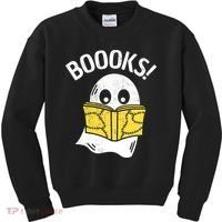 Halloween Saying Boooks Bookworm Ghost Librarian Kids Sweatshirt thumb 0