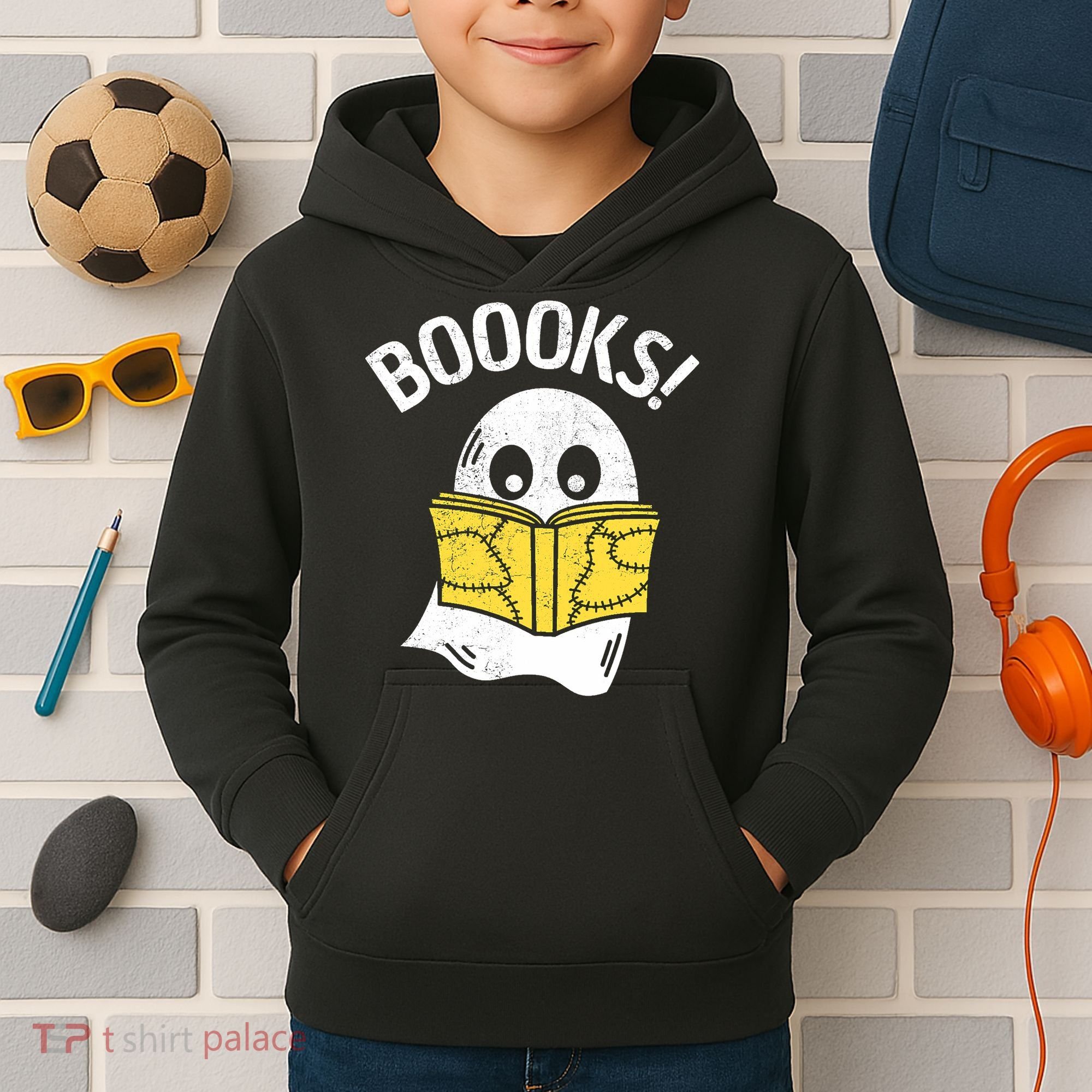 Halloween Saying Boooks Bookworm Ghost Librarian Kids Hoodie