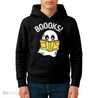Halloween Saying Boooks Bookworm Ghost Librarian Kids Hoodie thumb 4