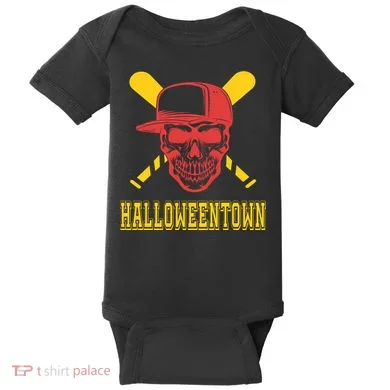 Halloweentown Skeleton Baseball Baby Bodysuit