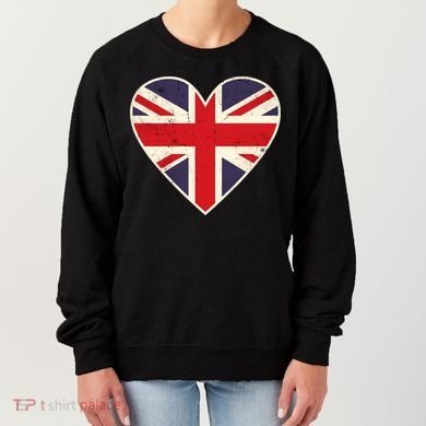 Heart Shaped British Union Jack Flag Cool Gift Women's Sweatshirt