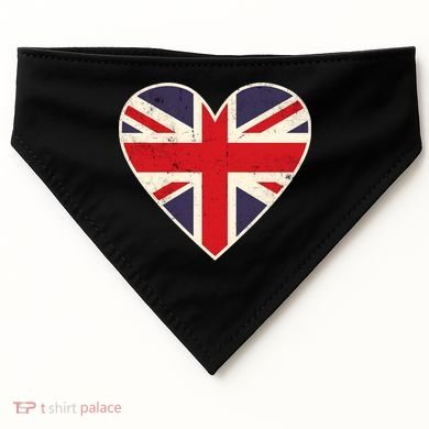 Heart Shaped British Union Jack Flag Cool Gift USA-Made Doggie Bandana