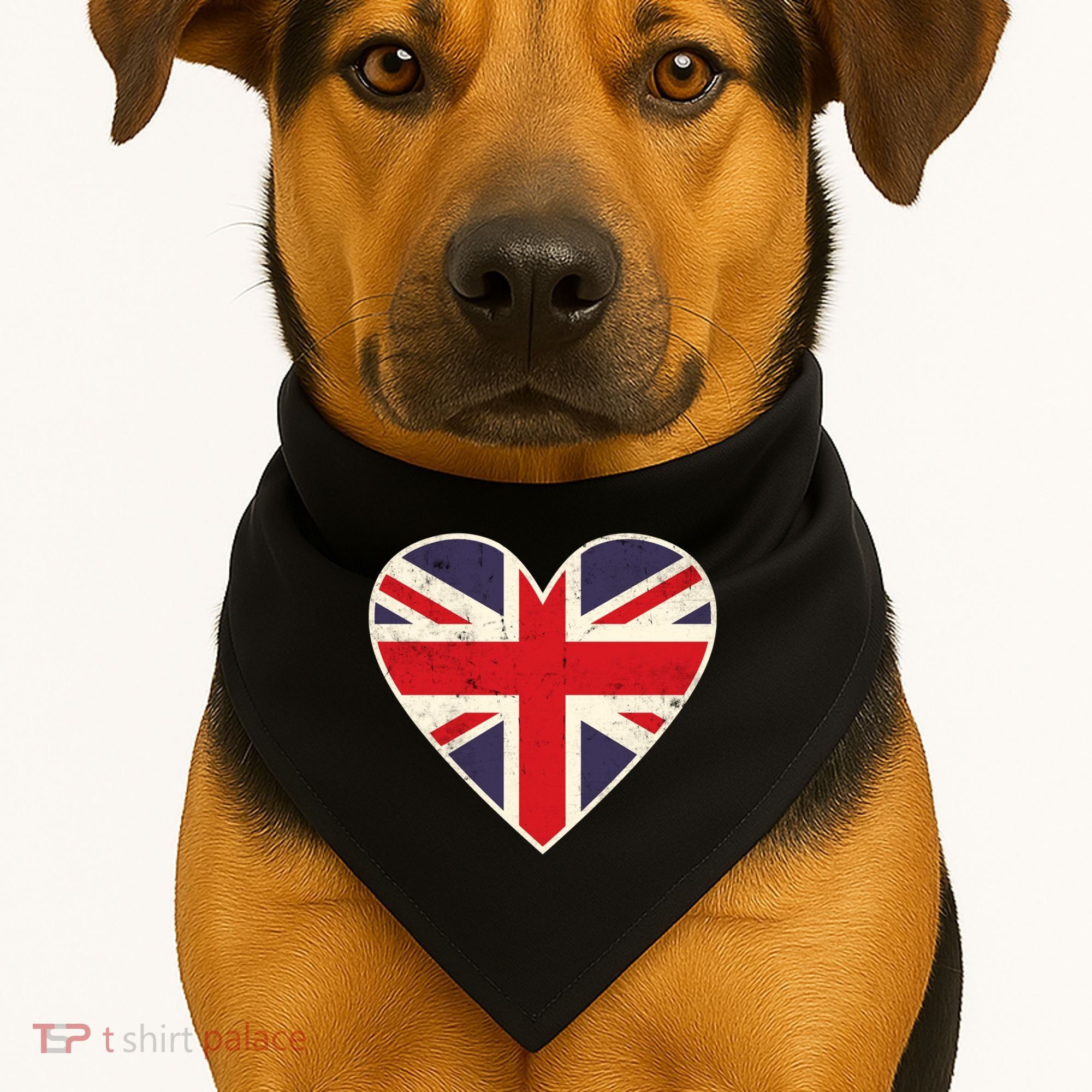 Heart Shaped British Union Jack Flag Cool Gift USA-Made Doggie Bandana