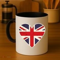 Heart Shaped British Union Jack Flag Cool Gift Coffee Mug thumb 4