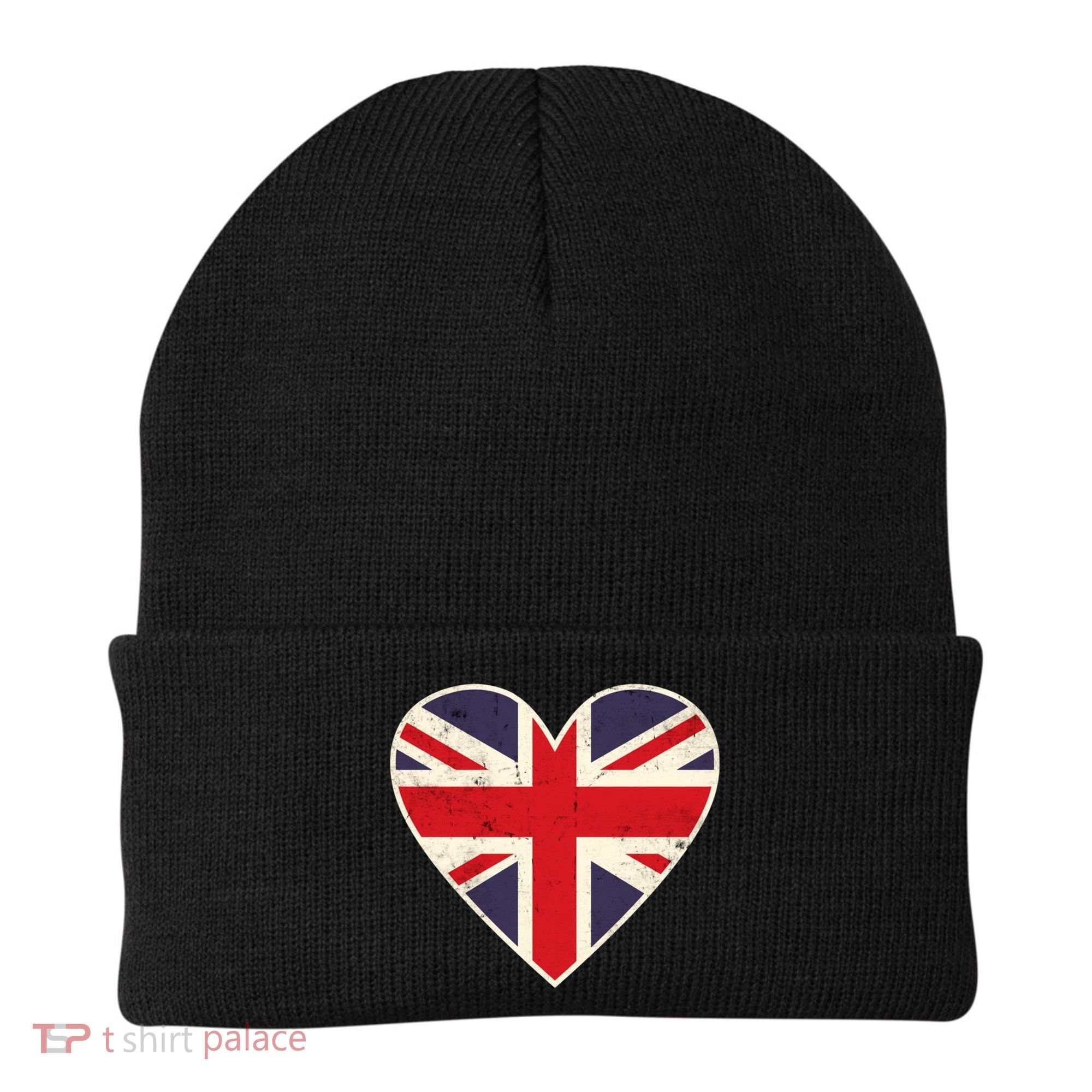 Heart Shaped British Union Jack Flag Cool Gift Beanie