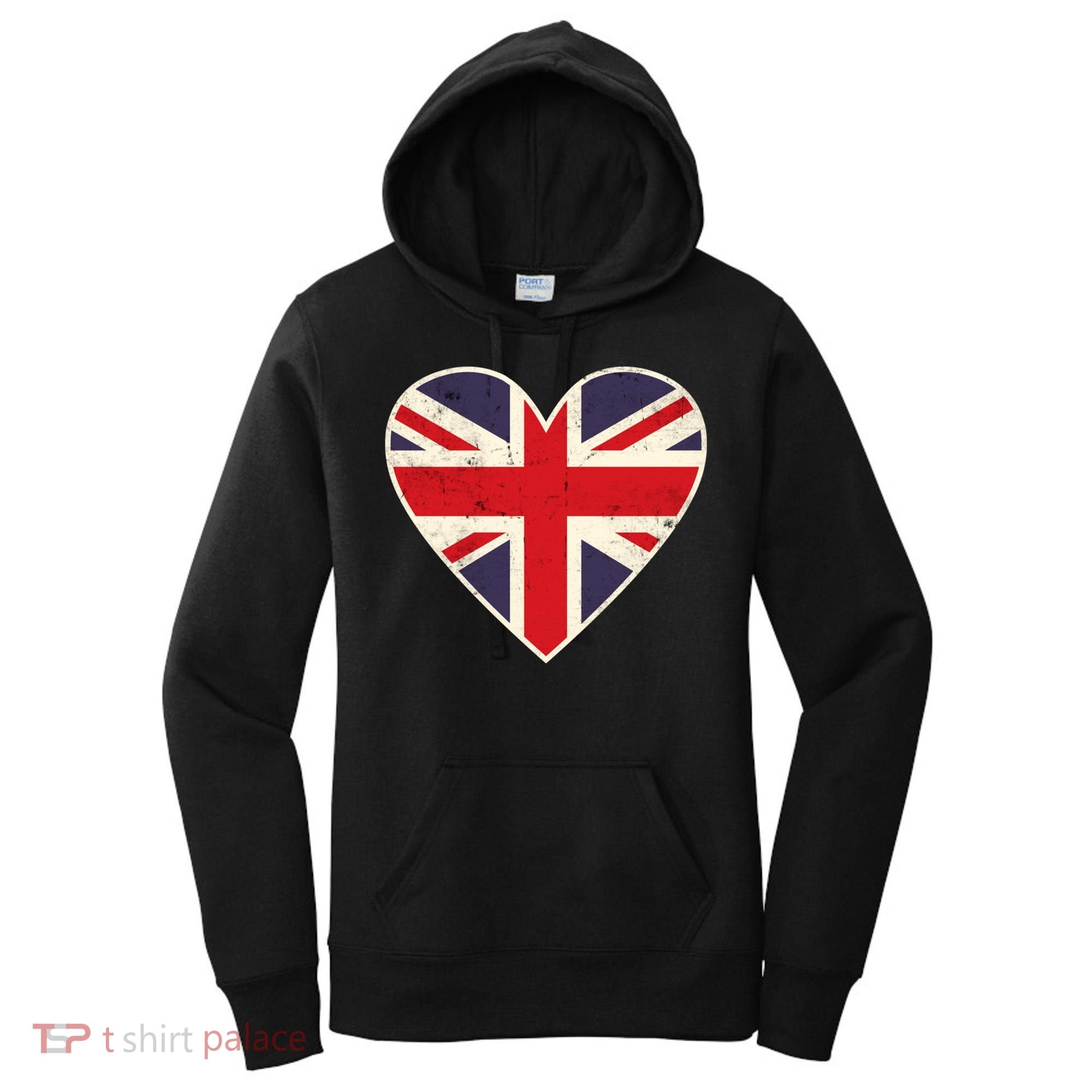 Heart Shaped British Union Jack Flag Cool Gift Women's Hoodie