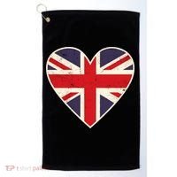 Heart Shaped British Union Jack Flag Cool Gift Golf Towel thumb 0