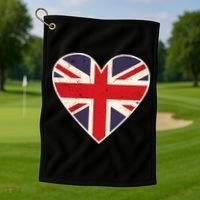 Heart Shaped British Union Jack Flag Cool Gift Golf Towel thumb 1