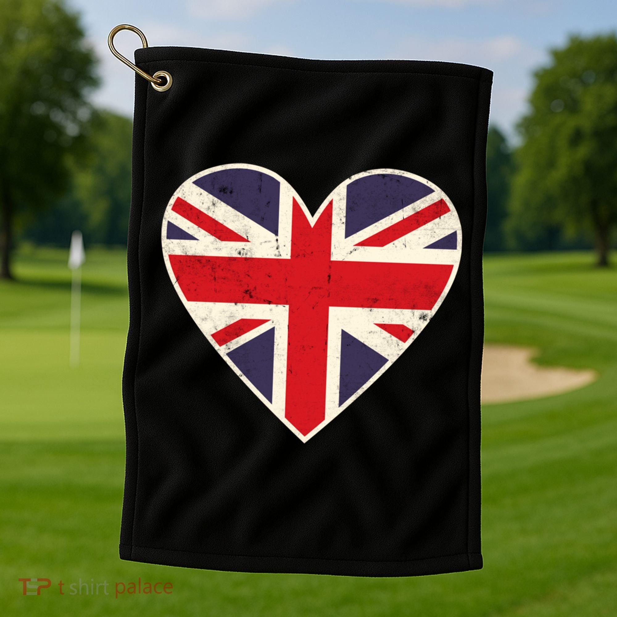 Heart Shaped British Union Jack Flag Cool Gift Golf Towel