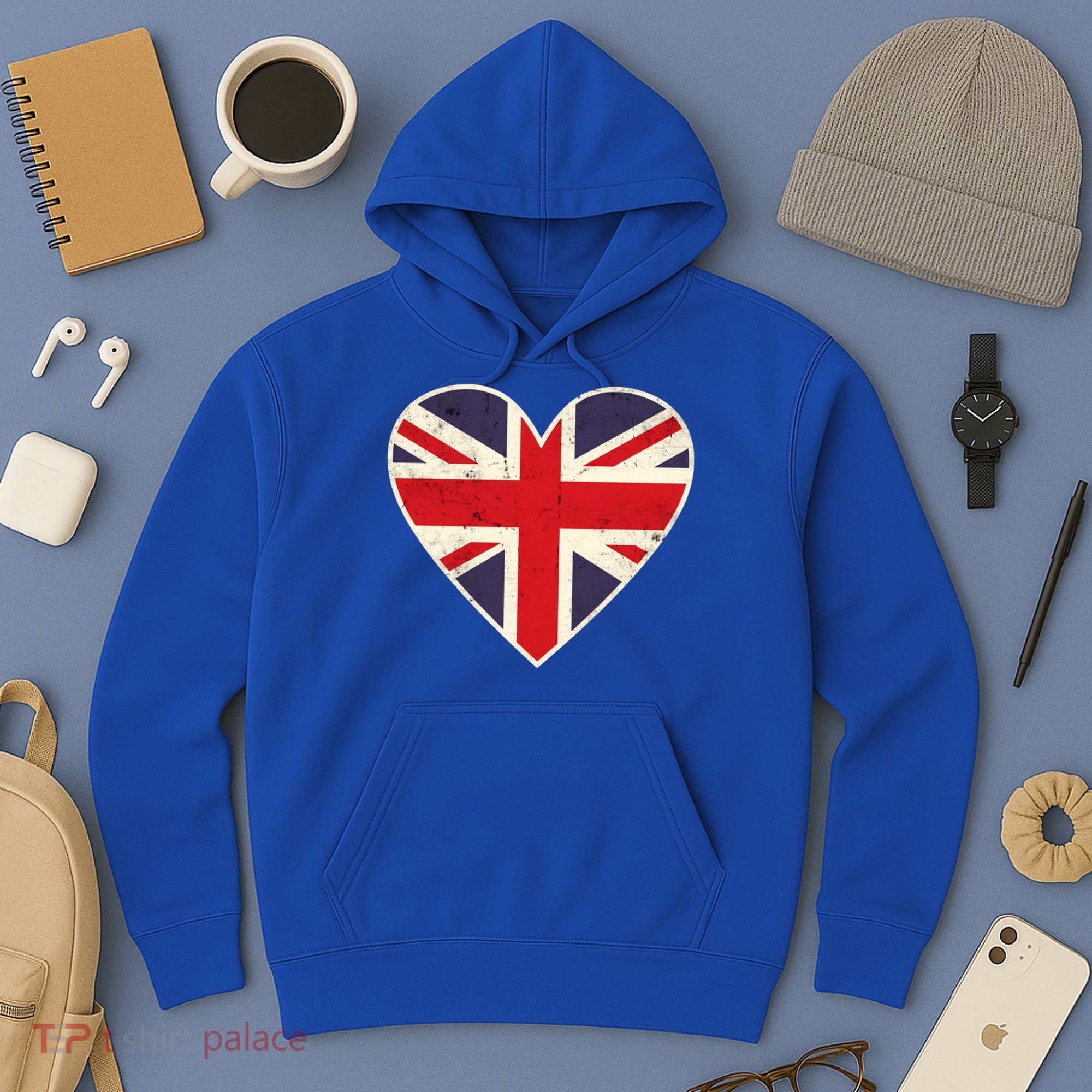 Heart Shaped British Union Jack Flag Cool Gift Hoodie