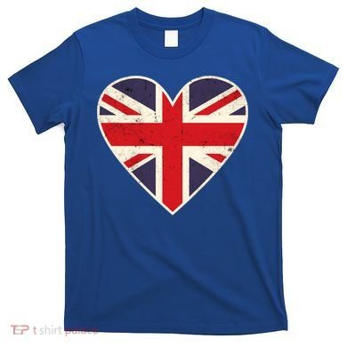 Heart Shaped British Union Jack Flag Cool Gift T-Shirt