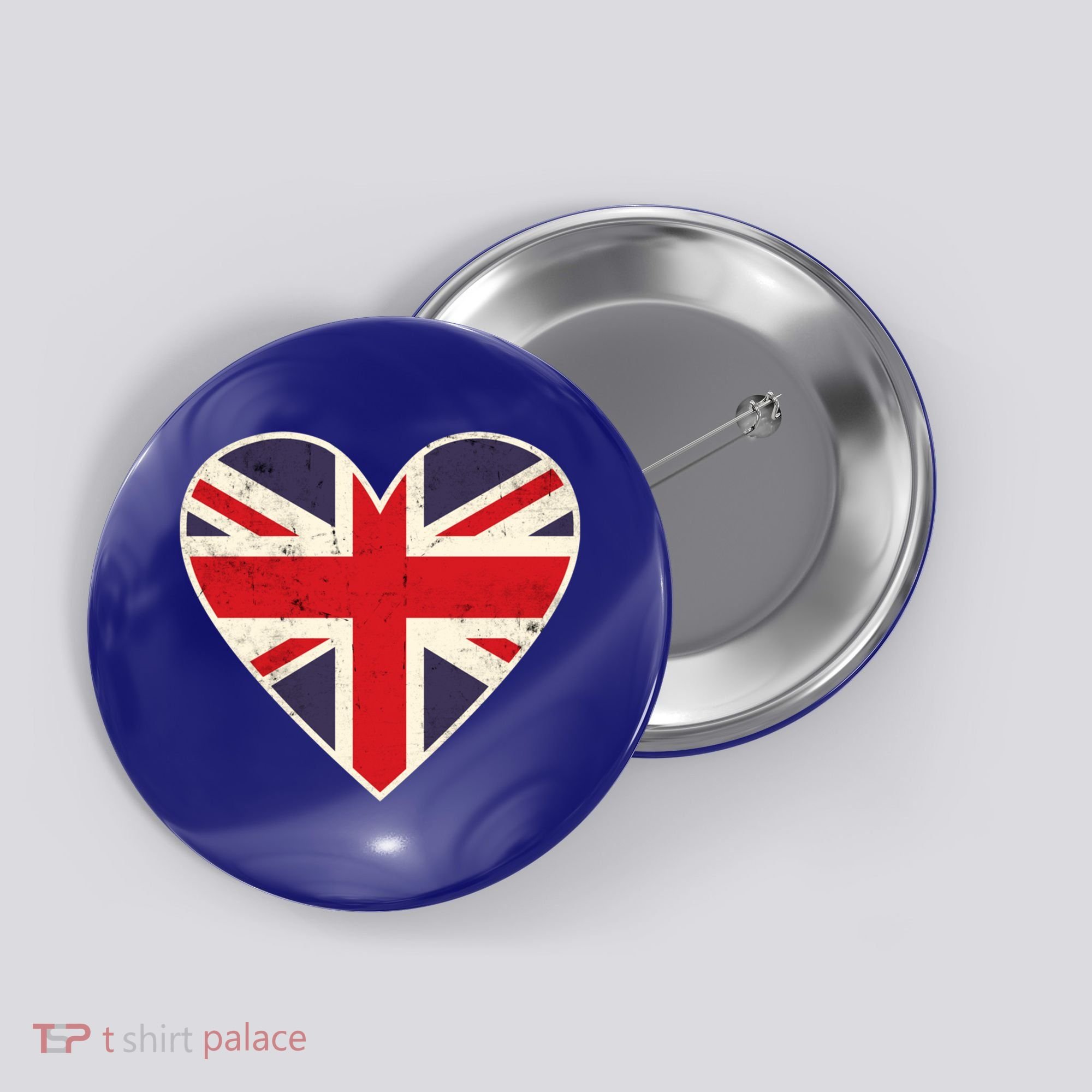 Heart Shaped British Union Jack Flag Cool Gift Button